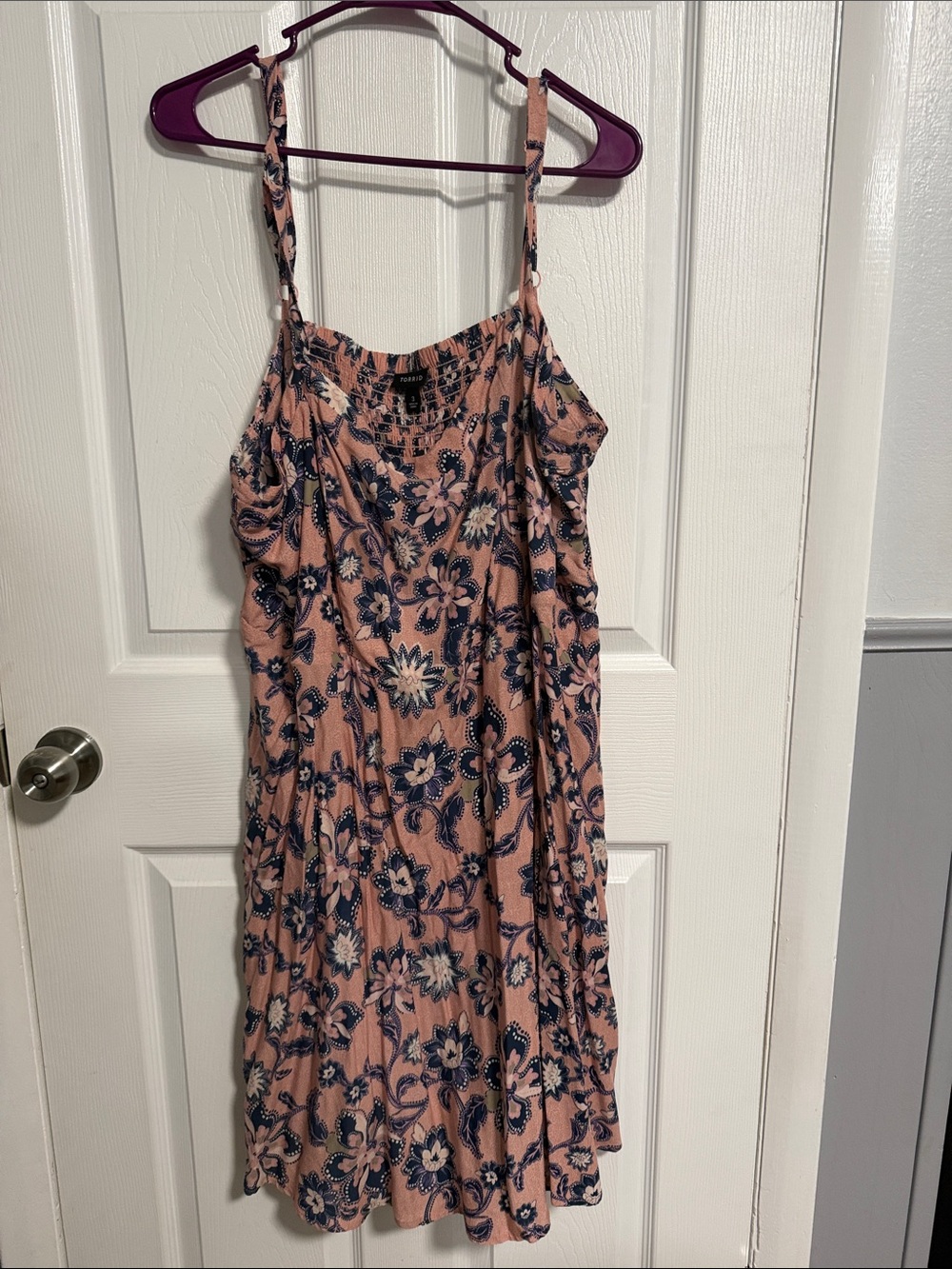 Torrid Pink and Navy Floral Smocked Top